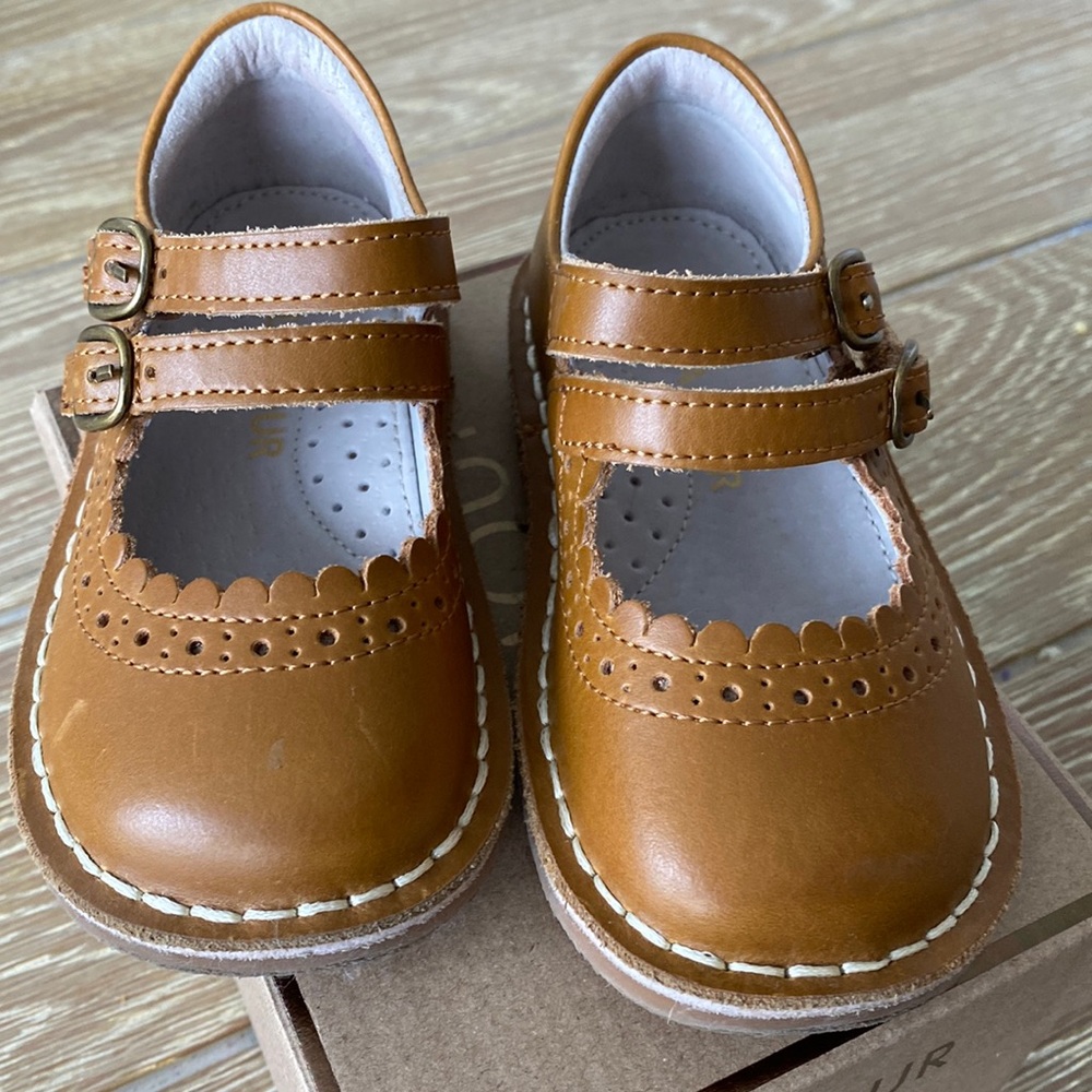 L'Amour Tan Mary Jane Kids Shoes